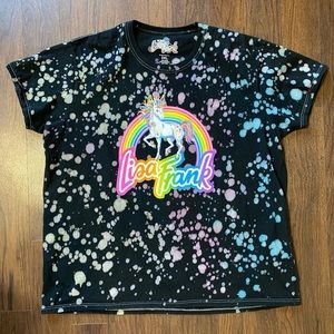 Lisa Frank Bleached Tie Dye Rainbow Unicorn Tee